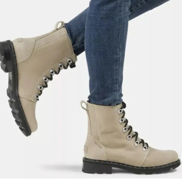 Sorel NL3701-251 Lennox Lace Sandy Tan Leather Boots - Picture 2 of 10